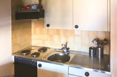 Küche/Küchenzeile in der Unterkunft Appartement à 200m de la télé-cabine de Vercorin