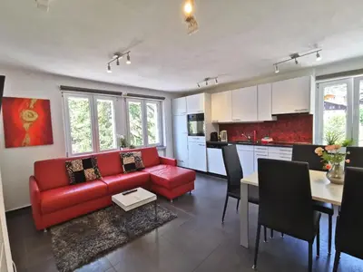 Küche/Küchenzeile in der Unterkunft Apartments Steinbock