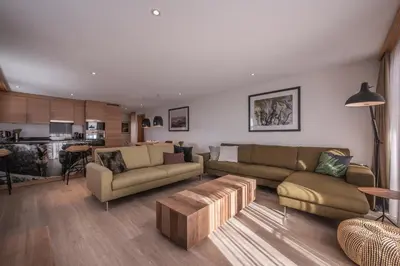 Ein Sitzbereich in der Unterkunft Chalet Brunner 2