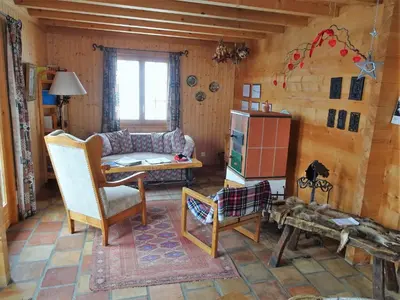 Ein Sitzbereich in der Unterkunft Chalet Blettner