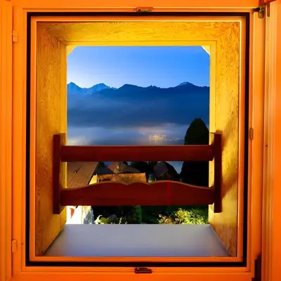 Ein allgemeiner Bergblick oder ein Berglick von des Hotels aus