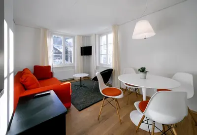 Ein Sitzbereich in der Unterkunft Hotel Sternen