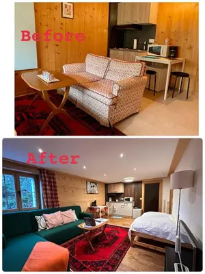 Ein Sitzbereich in der Unterkunft One Bedroom with mountain and garden view ground floor of Chalet Solaria