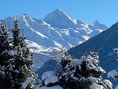 Ein allgemeiner Bergblick oder ein Berglick von des Chalets aus
