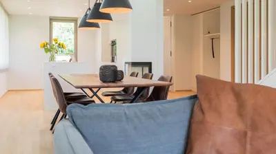 Ein Sitzbereich in der Unterkunft Seaside-Lodge, Top Apartment