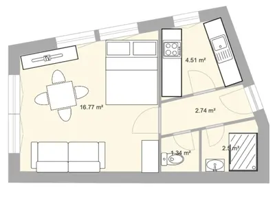 Grundriss der Unterkunft Le Clavan - Studio à Crans-Montana (2-4 personnes)