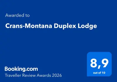 Ein Zertifikat, Auszeichnung, Logo oder anderes Dokument, das in der Unterkunft Crans-Montana Duplex Lodge ausgestellt ist