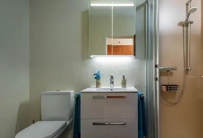Ein Badezimmer in der Unterkunft Arve-Visperterminen