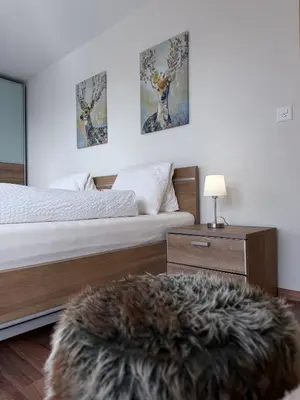 Ein Bett oder Betten in einem Zimmer der Unterkunft Bergquelle 2. OG