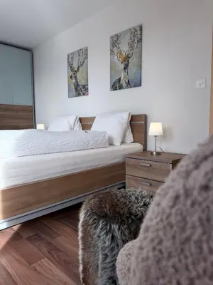 Ein Bett oder Betten in einem Zimmer der Unterkunft Bergquelle 2. OG