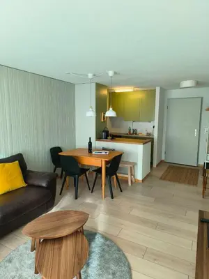 Ein Sitzbereich in der Unterkunft Ferienwohnung Nr.22,Haus Azurit