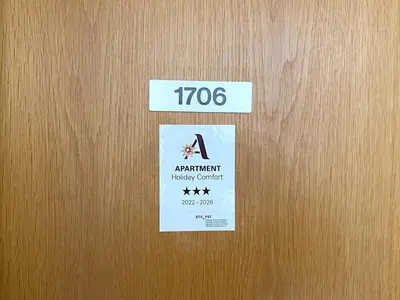 Ein Zertifikat, Auszeichnung, Logo oder anderes Dokument, das in der Unterkunft Lärchenwald 1706 ausgestellt ist