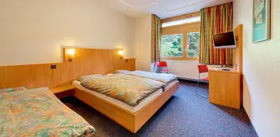 Ein Bett oder Betten in einem Zimmer der Unterkunft Sport Resort Fiesch, Garni Aletsch