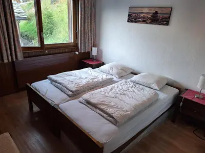 Ein Bett oder Betten in einem Zimmer der Unterkunft Les Collons1800- Bel appart 2pièces-4 pers-piscine-sauna-parking int-Wifi gratuit