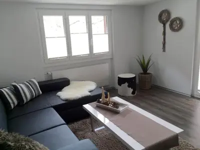 Ein Sitzbereich in der Unterkunft Apartment Bergfreude Kuonen by Interhome