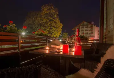 Ein Balkon oder eine Terrasse in der Unterkunft Chalet Waldschluecht