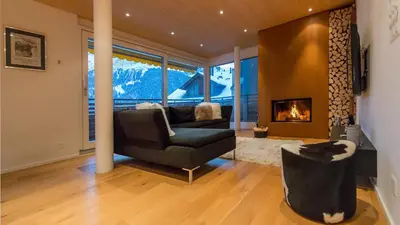 Ein Sitzbereich in der Unterkunft Chalet Am Acher