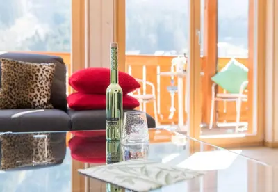 Ein Sitzbereich in der Unterkunft Chalet Belmont