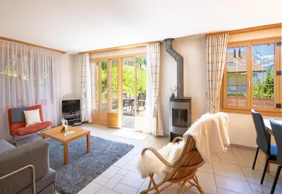 Ein Sitzbereich in der Unterkunft Chalet Panorama