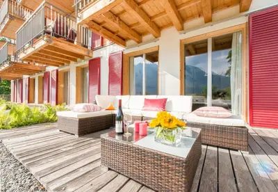 Ein Balkon oder eine Terrasse in der Unterkunft Chalet Wyssbirg