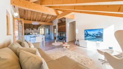 Ein Sitzbereich in der Unterkunft Panoramapark Soleil Chalet D