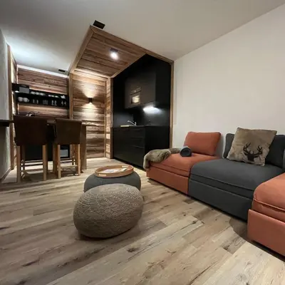 Ein Sitzbereich in der Unterkunft Les Cerfs - Appartement & Studio - ANZERE