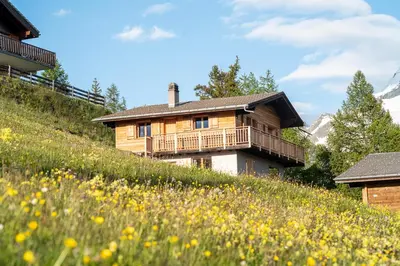 Ein Garten an der Unterkunft Labbrunnu OG in den Walliser Alpen