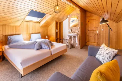 Ein Bett oder Betten in einem Zimmer der Unterkunft Seehotel Sternen