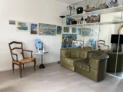 Ein Sitzbereich in der Unterkunft Seewohnung 2