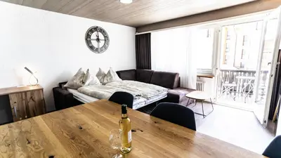 Ein Sitzbereich in der Unterkunft Haus Rhodania mit Matterhornblick, Riederalp Mitte