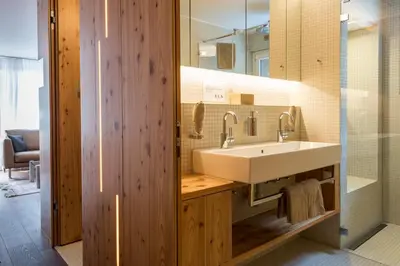 Ein Badezimmer in der Unterkunft Golfhotel Riederhof