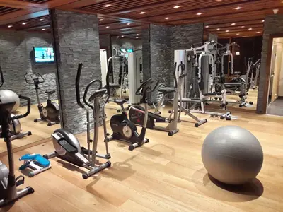 Das Fitnesscenter und/oder die Fitnesseinrichtungen in der Unterkunft Hôtel de la Forêt