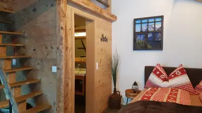 Ein Bett oder Betten in einem Zimmer der Unterkunft Chalet bei der Arve