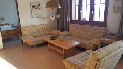 Ein Sitzbereich in der Unterkunft Ferienwohnung Silberdistel