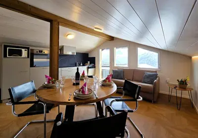 Küche/Küchenzeile in der Unterkunft Chalet Lilo 2 Zimmer top mountain view