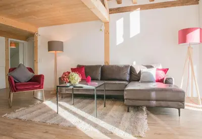 Ein Sitzbereich in der Unterkunft Le Manoir Penthouse