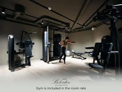 Das Fitnesscenter und/oder die Fitnesseinrichtungen in der Unterkunft Belvédère Strandhotel