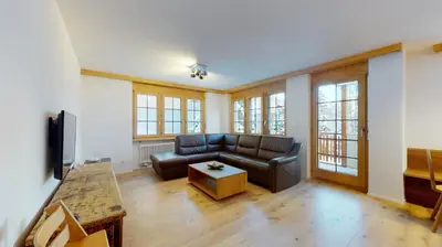 Ein Sitzbereich in der Unterkunft Haus Marietta - Leukerbad