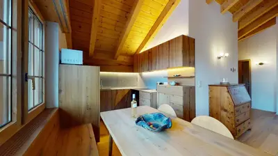 Küche/Küchenzeile in der Unterkunft Haus Marietta - Leukerbad