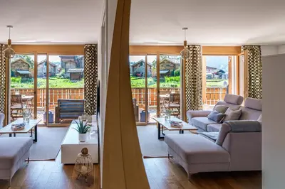 Ein Sitzbereich in der Unterkunft Residenz Panorama - Blatten bei Naters VS