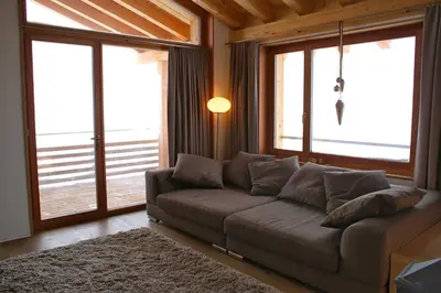 Ein Sitzbereich in der Unterkunft Perle des Alpes, Bettmeralp, Switzerland