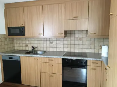 Küche/Küchenzeile in der Unterkunft Harri's BnB in Kandersteg, Ferienwohnung