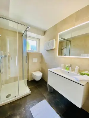 Ein Badezimmer in der Unterkunft Panorama Boutique Apartment with Air Condition, SPA entry in Solbadhotel