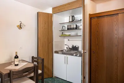 Küche/Küchenzeile in der Unterkunft Grichting Hotel & Serviced Apartments