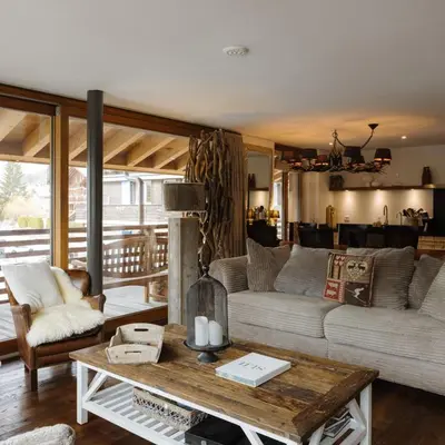 Ein Sitzbereich in der Unterkunft Bergwelt Grindelwald Residence