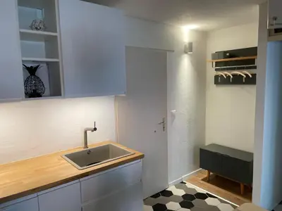 Küche/Küchenzeile in der Unterkunft Super central - appartement 2,5pcs à Leukerbad