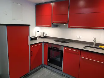 Küche/Küchenzeile in der Unterkunft Studio in Zermatt mit toller Aussicht aufs Dorf