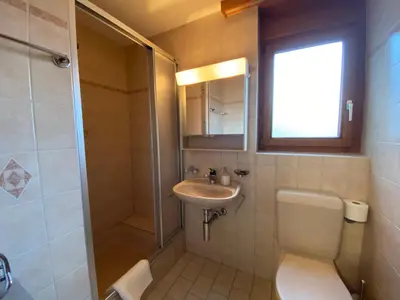 Ein Badezimmer in der Unterkunft Haus Alpalin - adjacent studios 'Mischabel', cosy, central