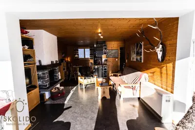 Ein Sitzbereich in der Unterkunft Chalet Lärchenwinkel, Riederalp Golmenegg