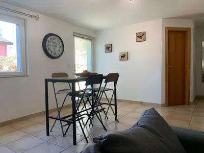 Ein Sitzbereich in der Unterkunft Haut de Cry